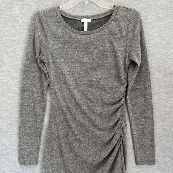 Leith Asymmetric Ruched Dress Womens Small Gray Minimalist Capsule Fitted Crew - Picture 2 of 10